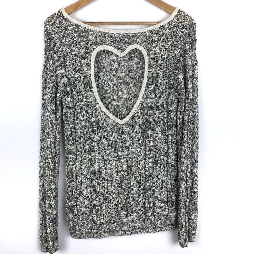 Windsor Gray Cable Knit Heart Cut Out Back